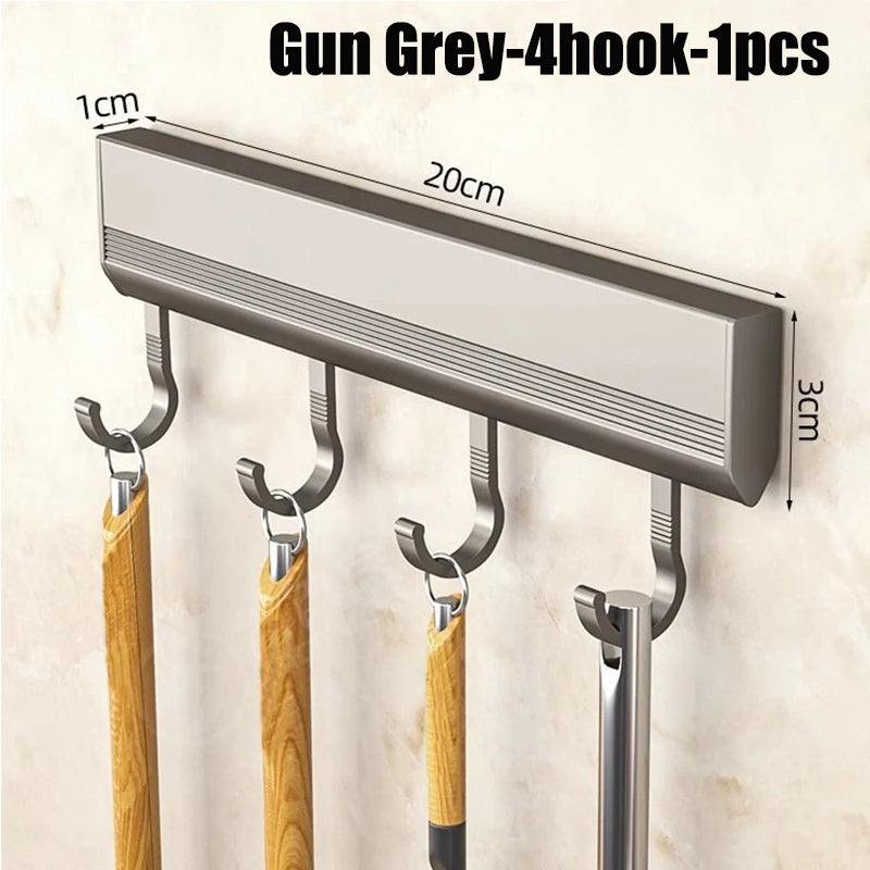 Kitchen Storage Rack Aluminum Alloy Hook Rack Wall