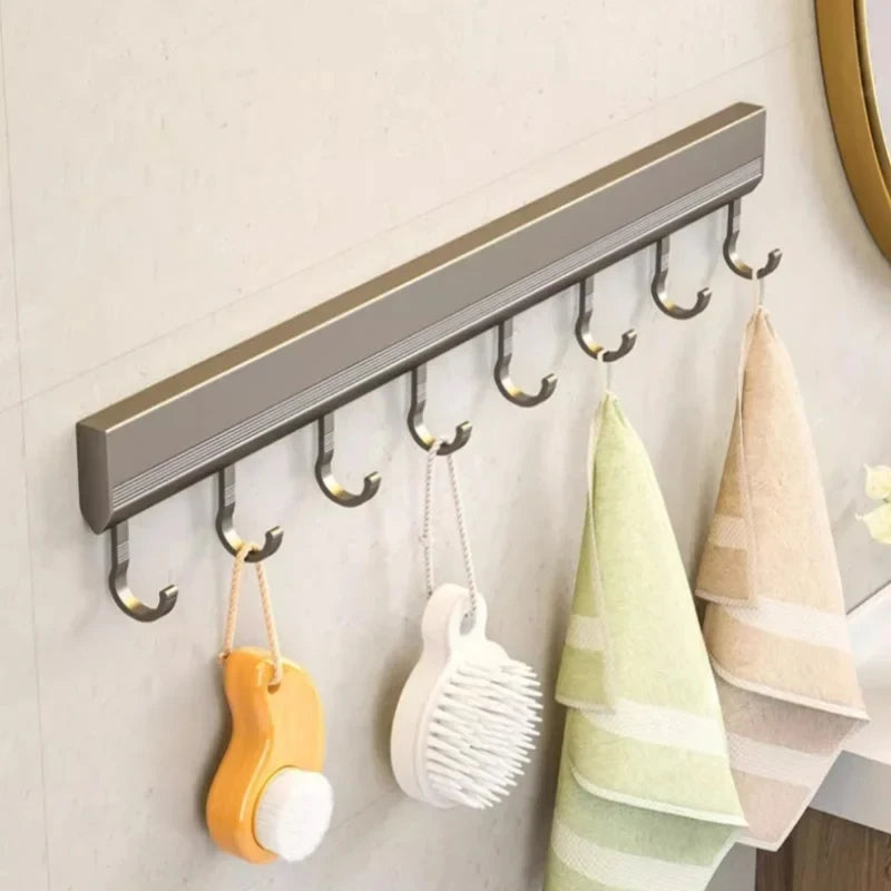 Kitchen Storage Rack Aluminum Alloy Hook Rack Wall