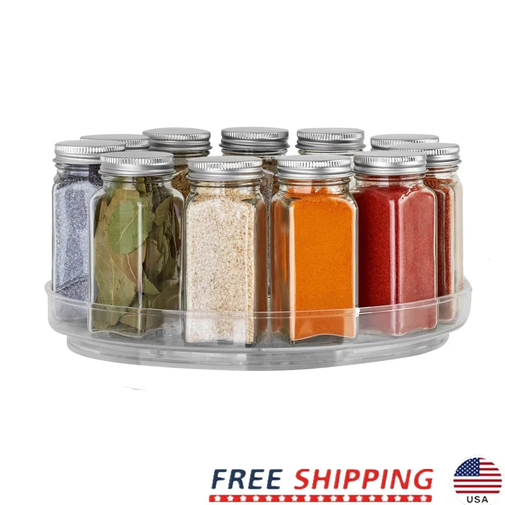 Clear Plastic Turntable Organizer 10 Inch Low Wall Modular Storage System Spice