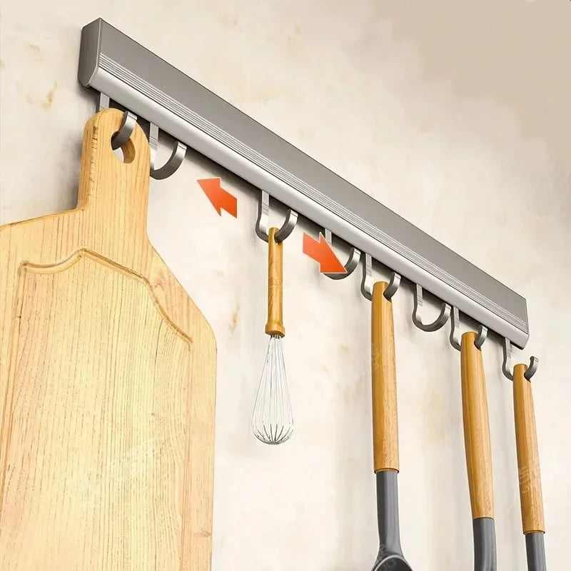 Kitchen Storage Rack Aluminum Alloy Hook Rack Wall