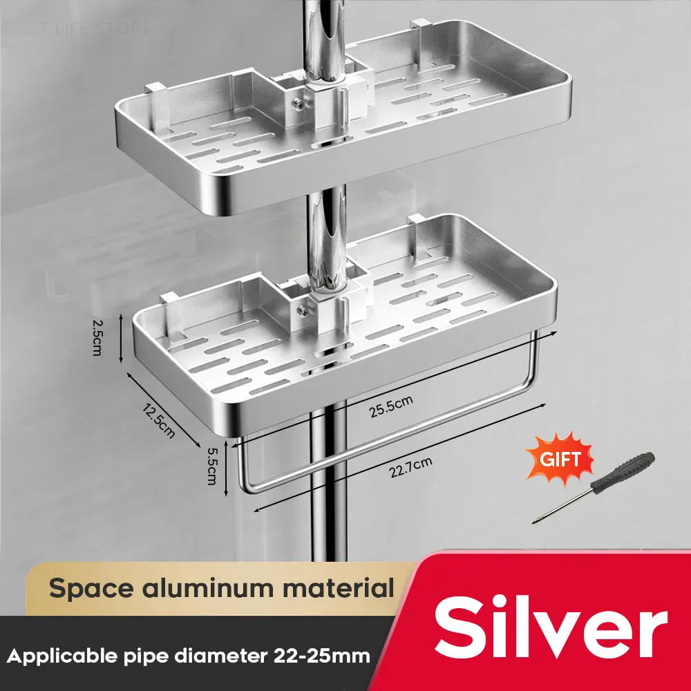 1/2PCS Punch-Free Shower Caddy With Towel Rod Bathroom Shelf
