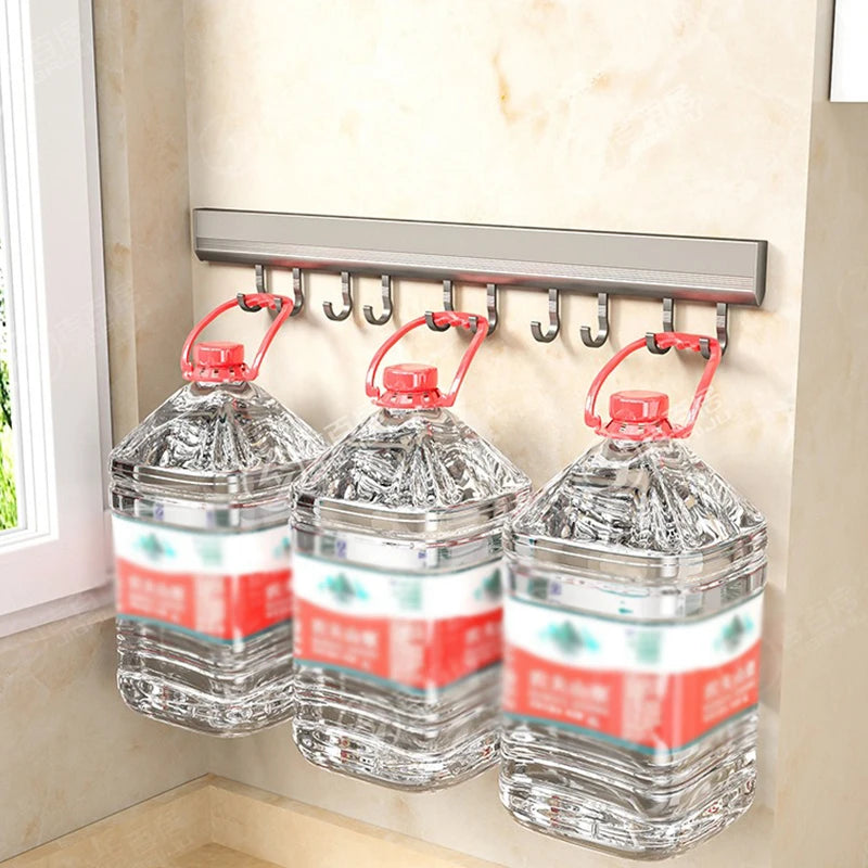 Kitchen Storage Rack Aluminum Alloy Hook Rack Wall