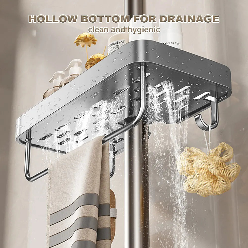 1/2PCS Punch-Free Shower Caddy With Towel Rod Bathroom Shelf