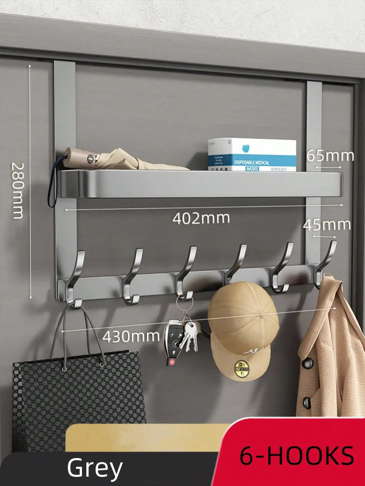Easy-Install Over-The-Door Storage Rack - Multifunctional Metal Hooks for Bedroom