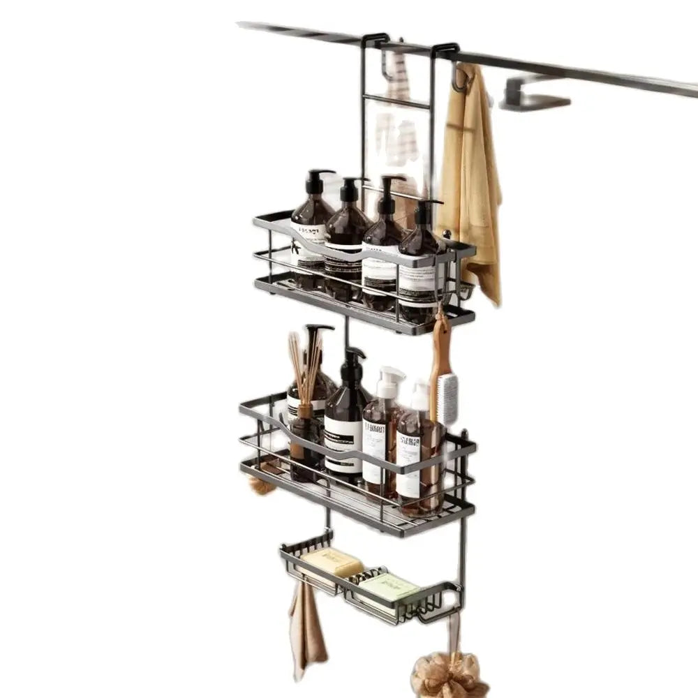 3-tier hanging shower caddy, large capacity hanging shower caddy