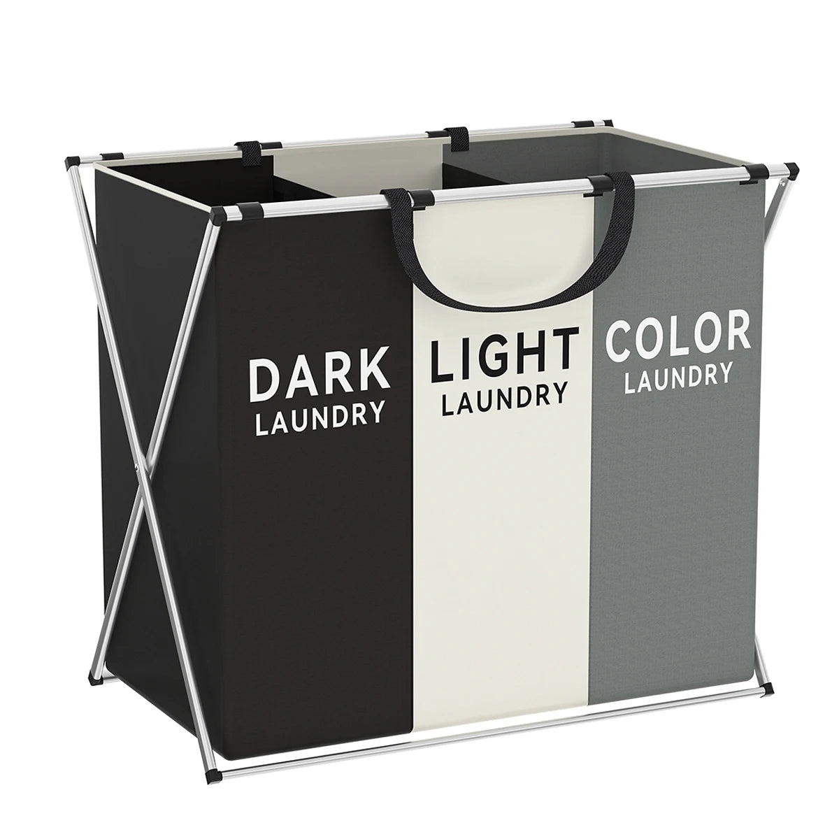 Large Laundry Hamper 3 Sections Divided Laundry Basket