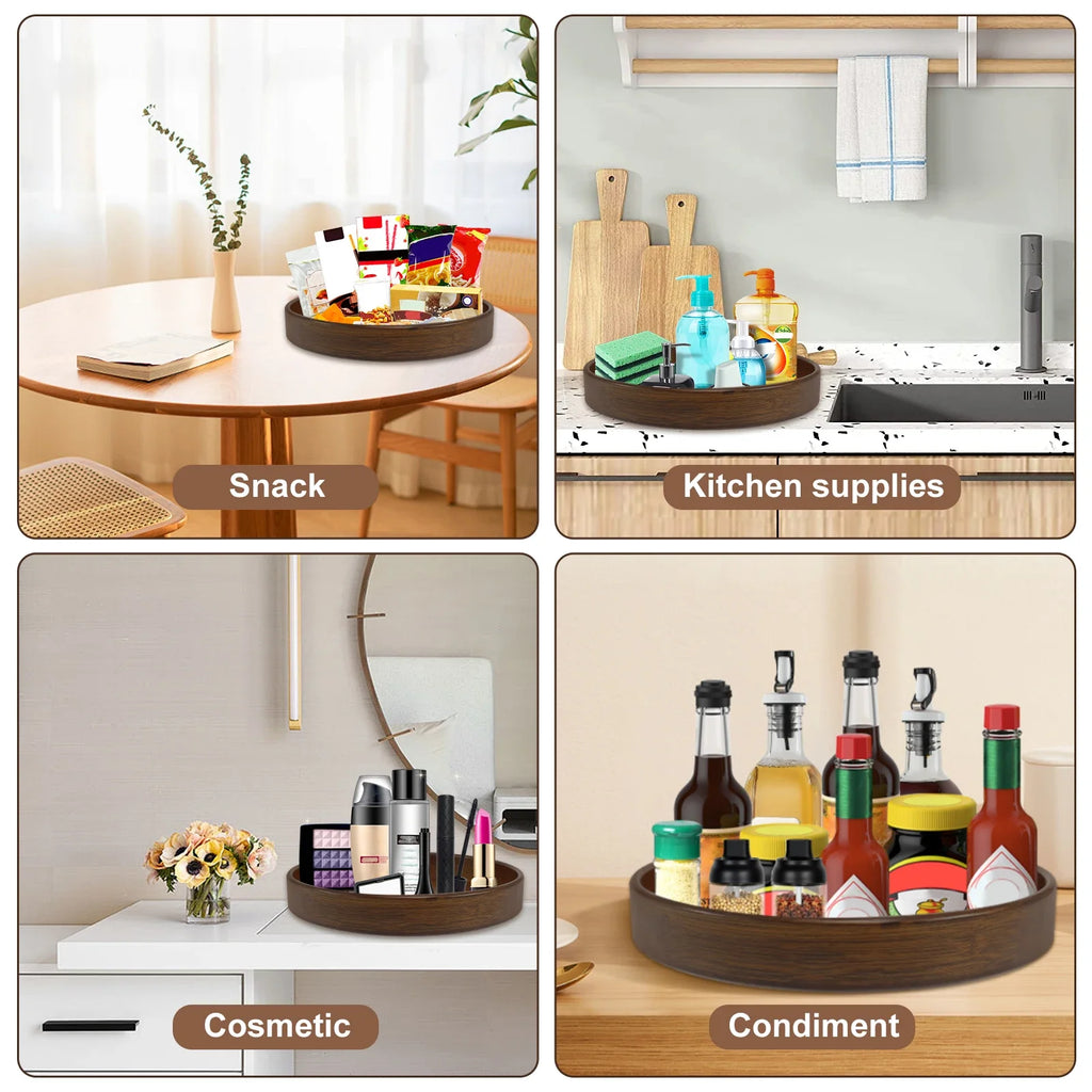 Wood Rotating Container for Cabinet Pantry Kitchen