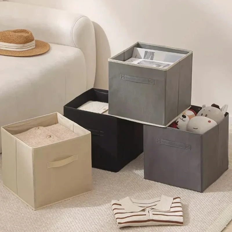 Cube Storage Box Non Woven Foldable Waterproof Home Supplies Wardrobe Space Saving for Kid Toy Clothes Office Storage Organizer