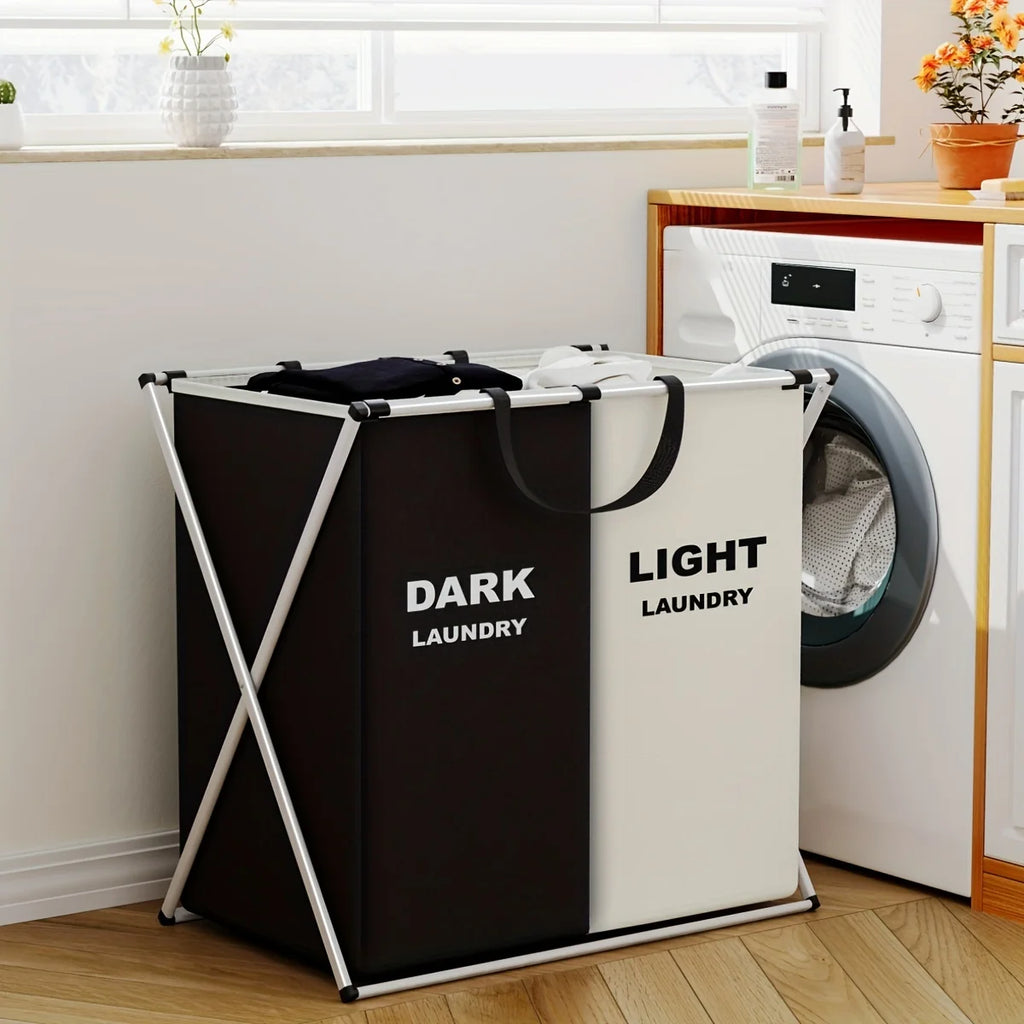 Large Laundry Hamper 3 Sections Divided Laundry Basket