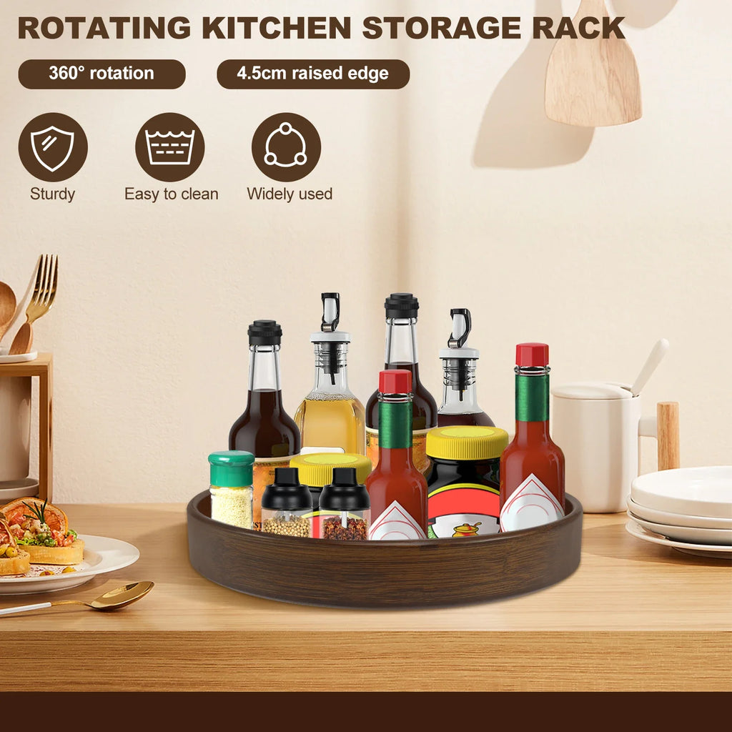 Wood Rotating Container for Cabinet Pantry Kitchen