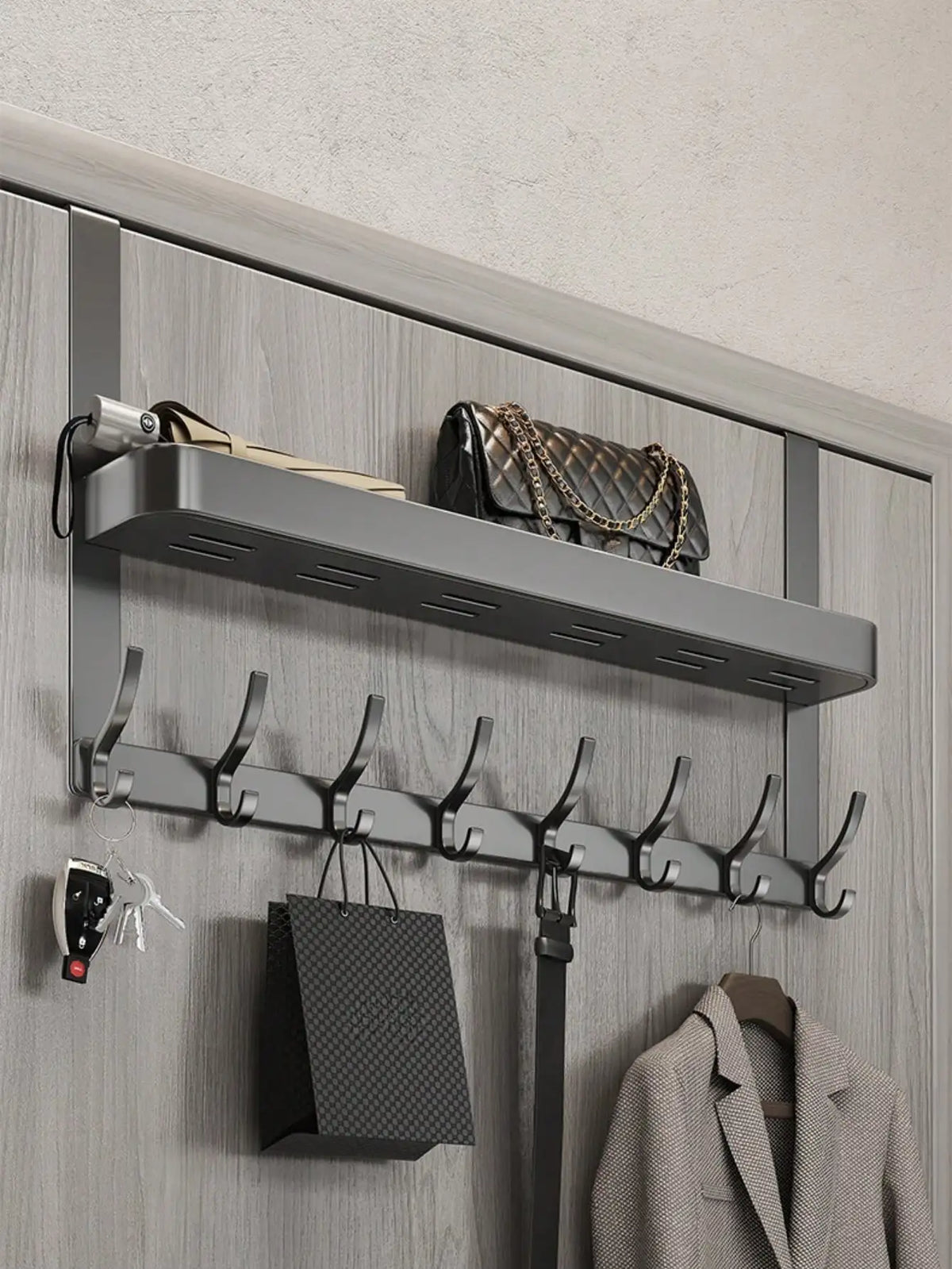Easy-Install Over-The-Door Storage Rack - Multifunctional Metal Hooks for Bedroom
