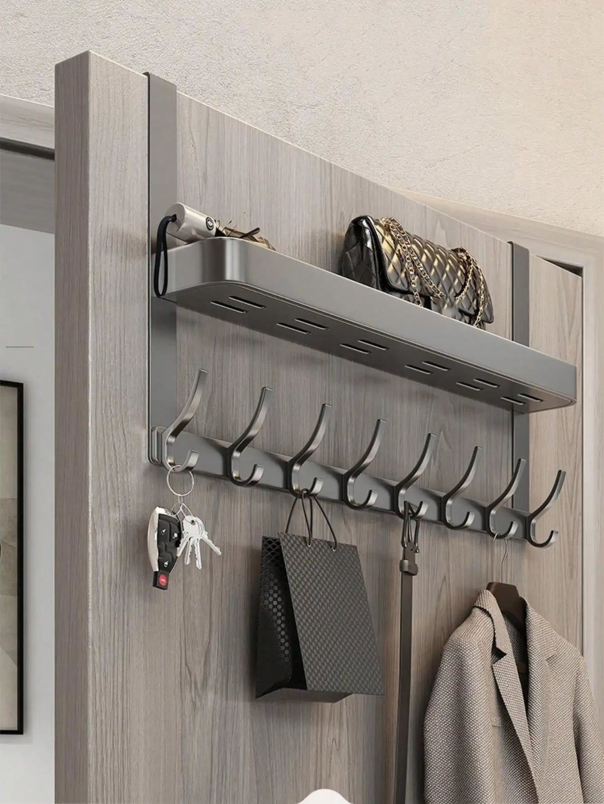 Easy-Install Over-The-Door Storage Rack - Multifunctional Metal Hooks for Bedroom
