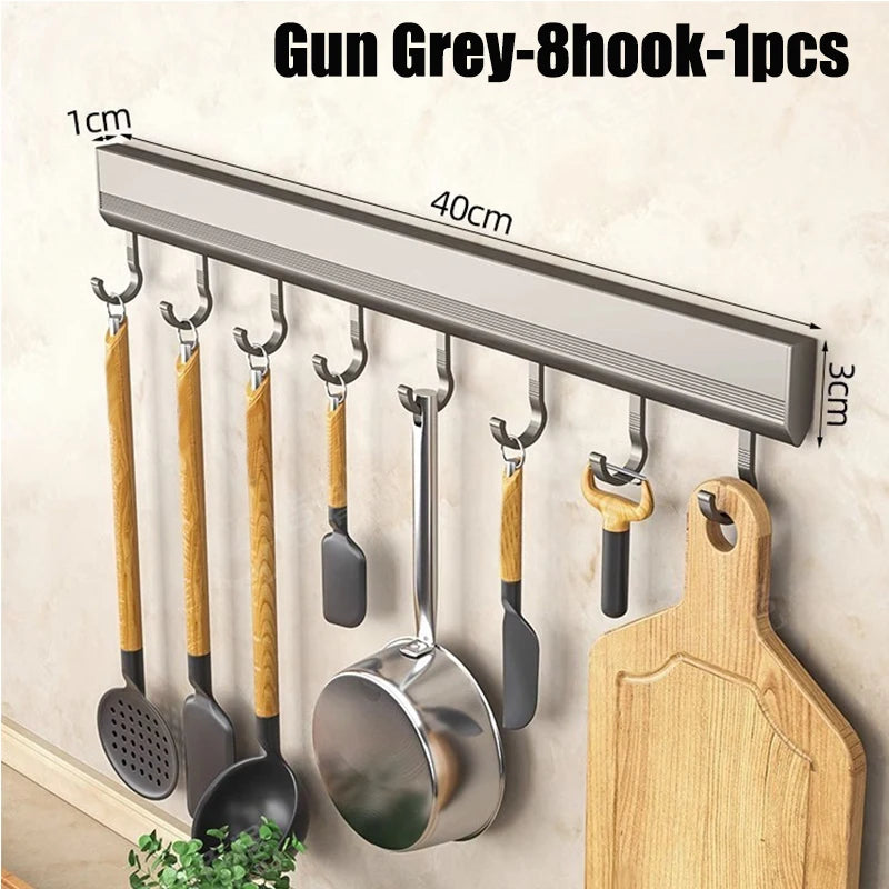 Kitchen Storage Rack Aluminum Alloy Hook Rack Wall