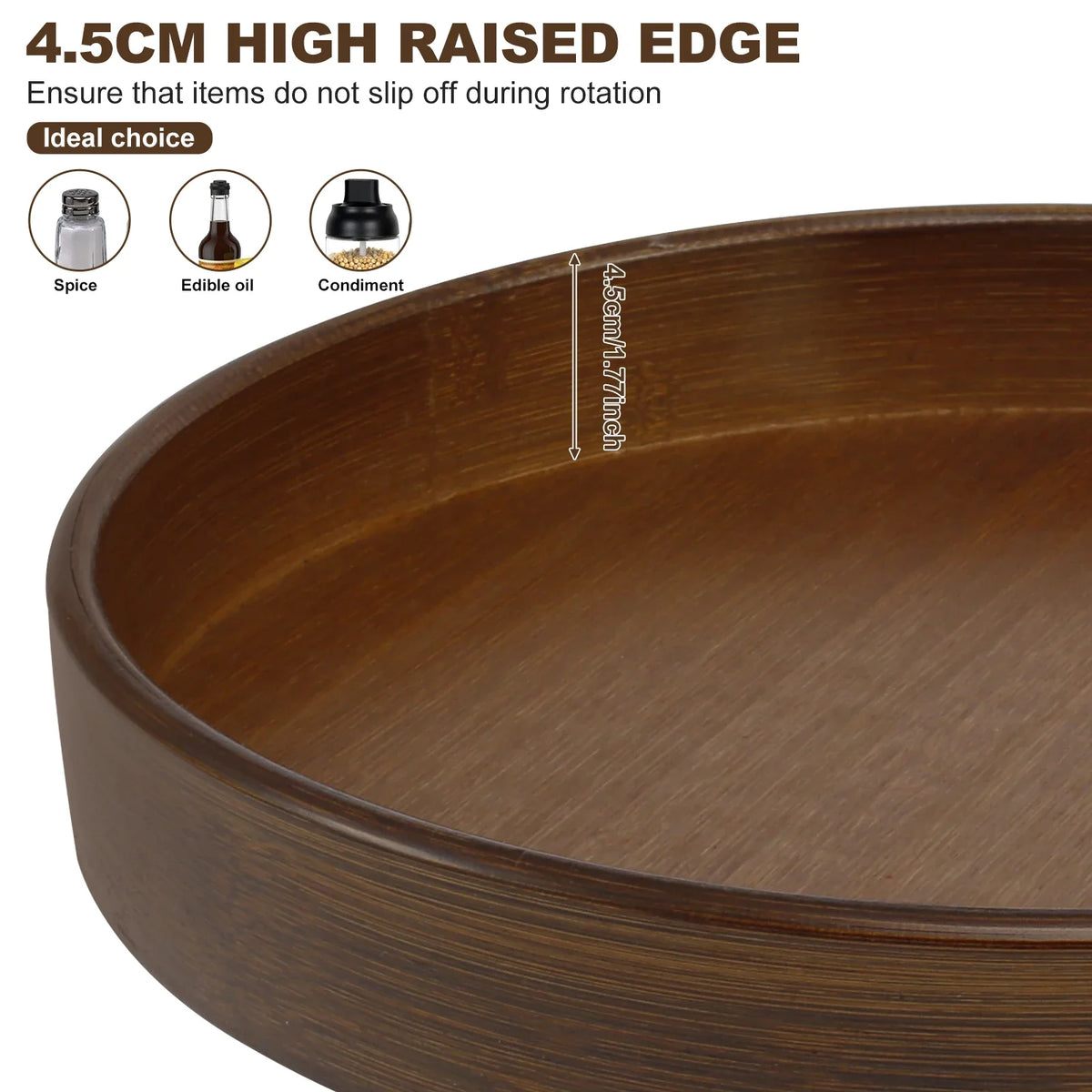 Wood Rotating Container for Cabinet Pantry Kitchen