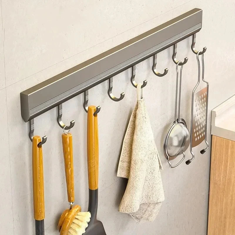 Kitchen Storage Rack Aluminum Alloy Hook Rack Wall