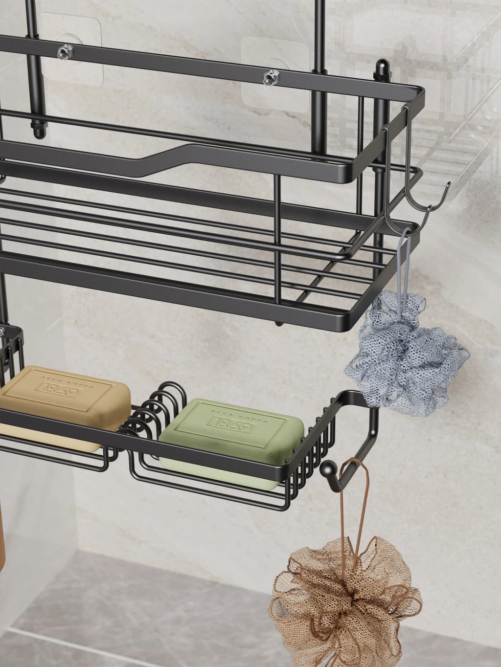 3-tier hanging shower caddy, large capacity hanging shower caddy