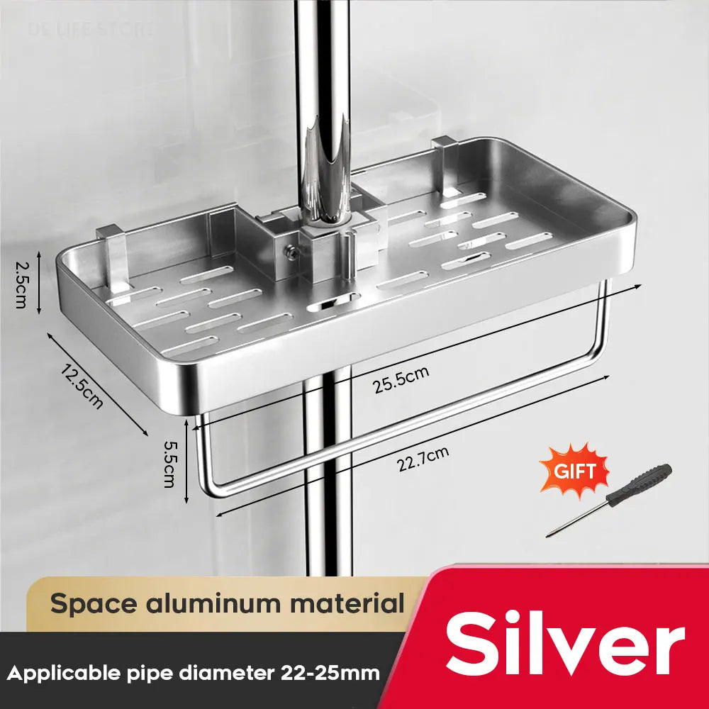 1/2PCS Punch-Free Shower Caddy With Towel Rod Bathroom Shelf