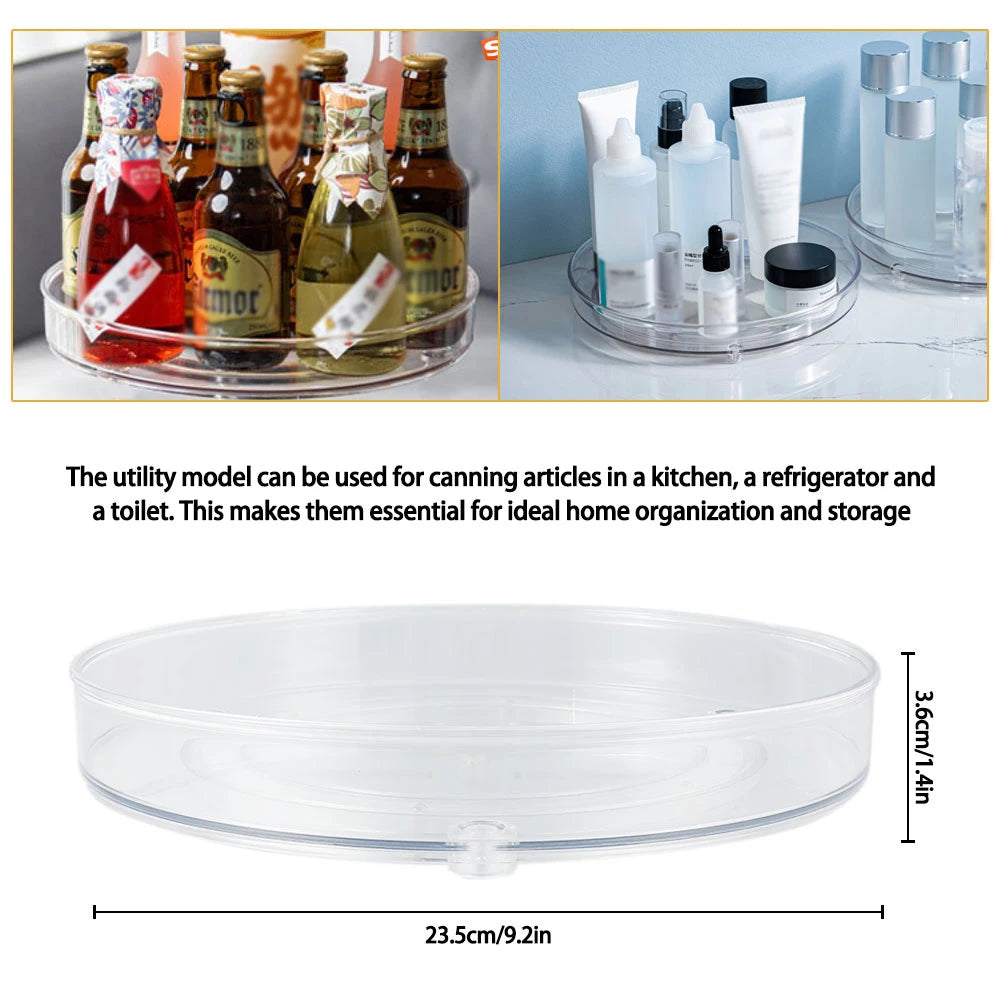 Turntable Organizer Multifunction Clear Rotating Storage Trays Plastic Kitchen Turntable Spice Rack Cosmetic Makeup Organizer