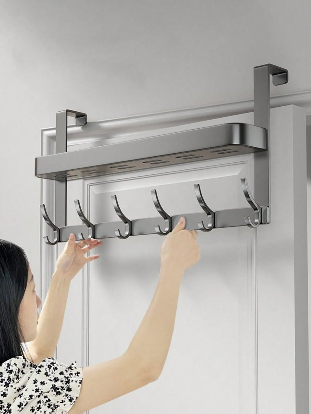 Easy-Install Over-The-Door Storage Rack - Multifunctional Metal Hooks for Bedroom