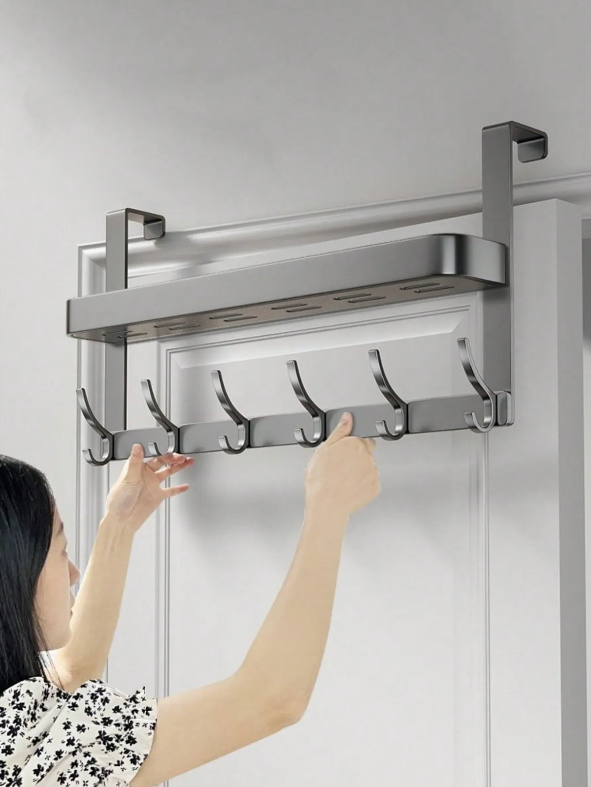 Easy-Install Over-The-Door Storage Rack - Multifunctional Metal Hooks for Bedroom