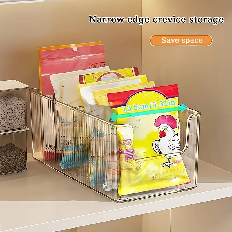 Clear Kitchen Storage Box with Detachable Dividers, Cabinet Caddy Holder