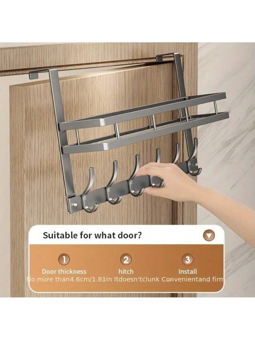 Easy-Install Over-The-Door Storage Rack - Multifunctional Metal Hooks for Bedroom