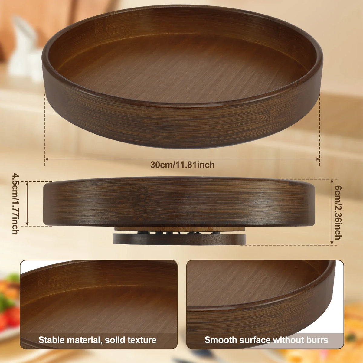 Wood Rotating Container for Cabinet Pantry Kitchen