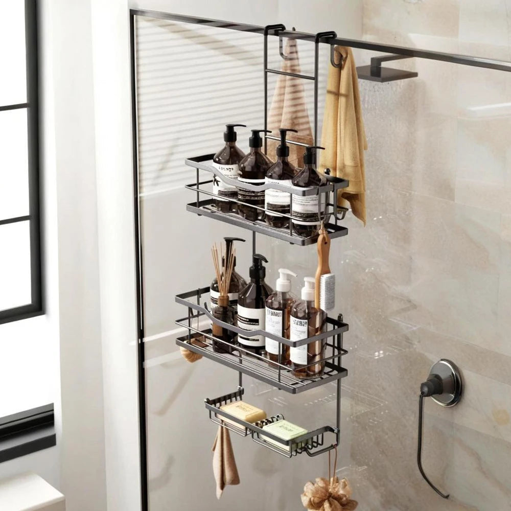 3-tier hanging shower caddy, large capacity hanging shower caddy