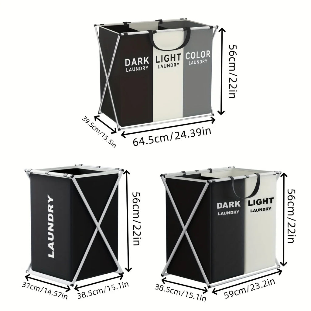 Large Laundry Hamper 3 Sections Divided Laundry Basket