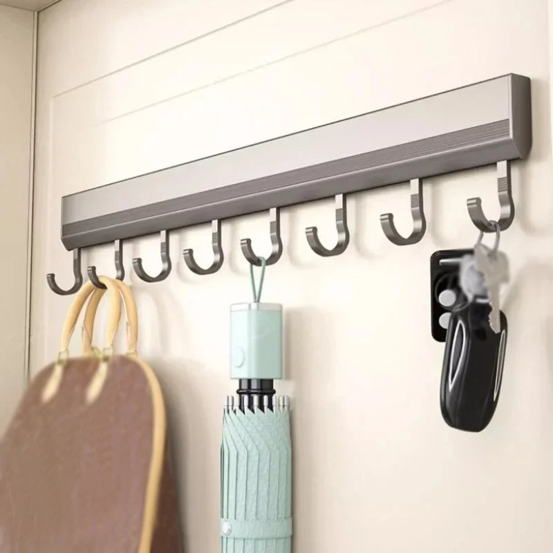 Kitchen Storage Rack Aluminum Alloy Hook Rack Wall