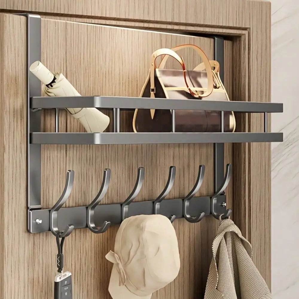 Easy-Install Over-The-Door Storage Rack - Multifunctional Metal Hooks for Bedroom