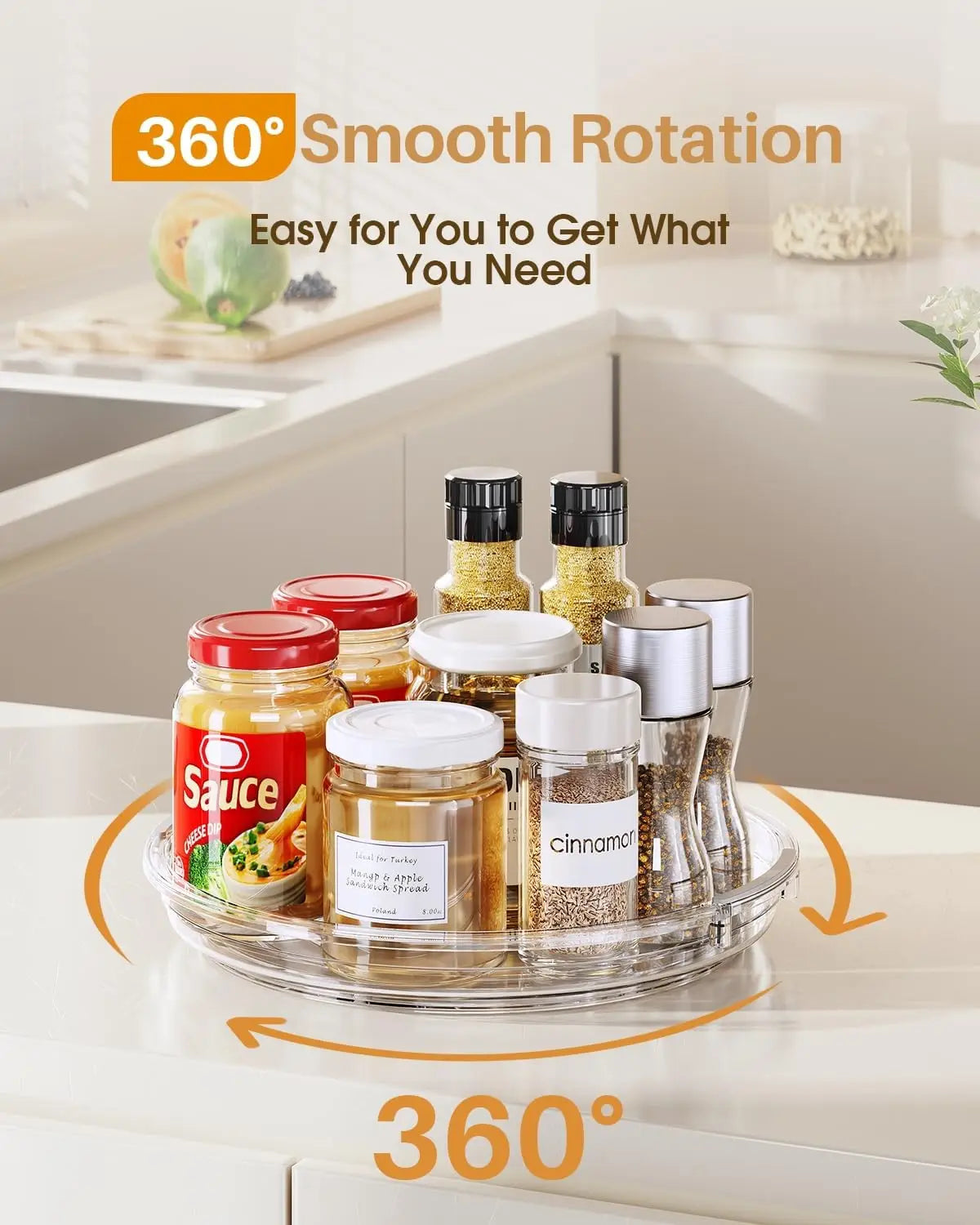 Edge Rotating Spice Organizer for Fridge, Kitchen, Pantry, Bathroom
