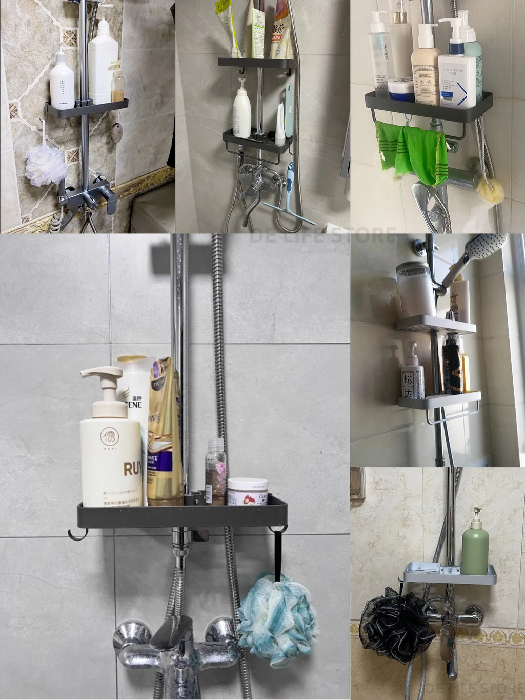 1/2PCS Punch-Free Shower Caddy With Towel Rod Bathroom Shelf