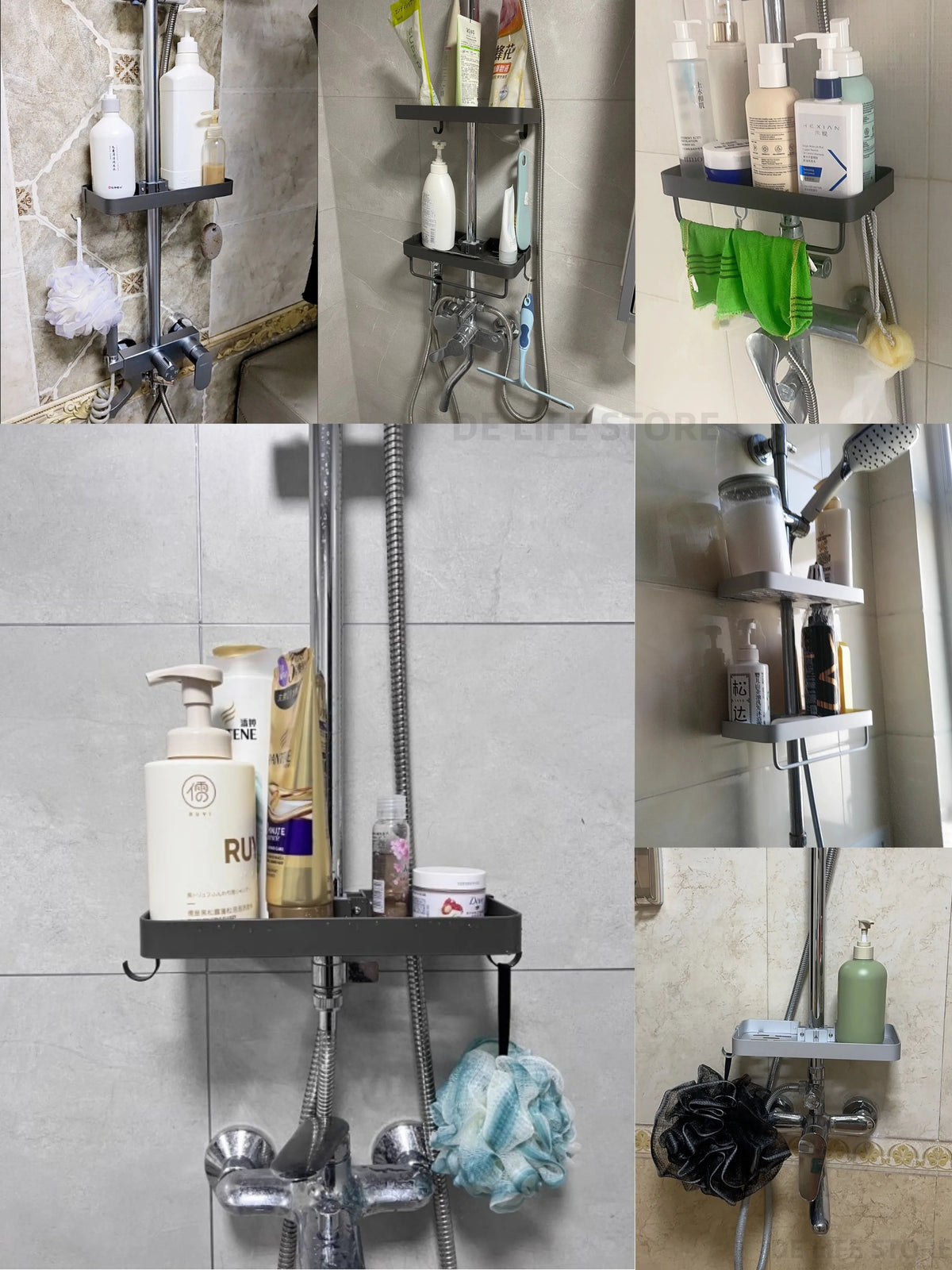 1/2PCS Punch-Free Shower Caddy With Towel Rod Bathroom Shelf