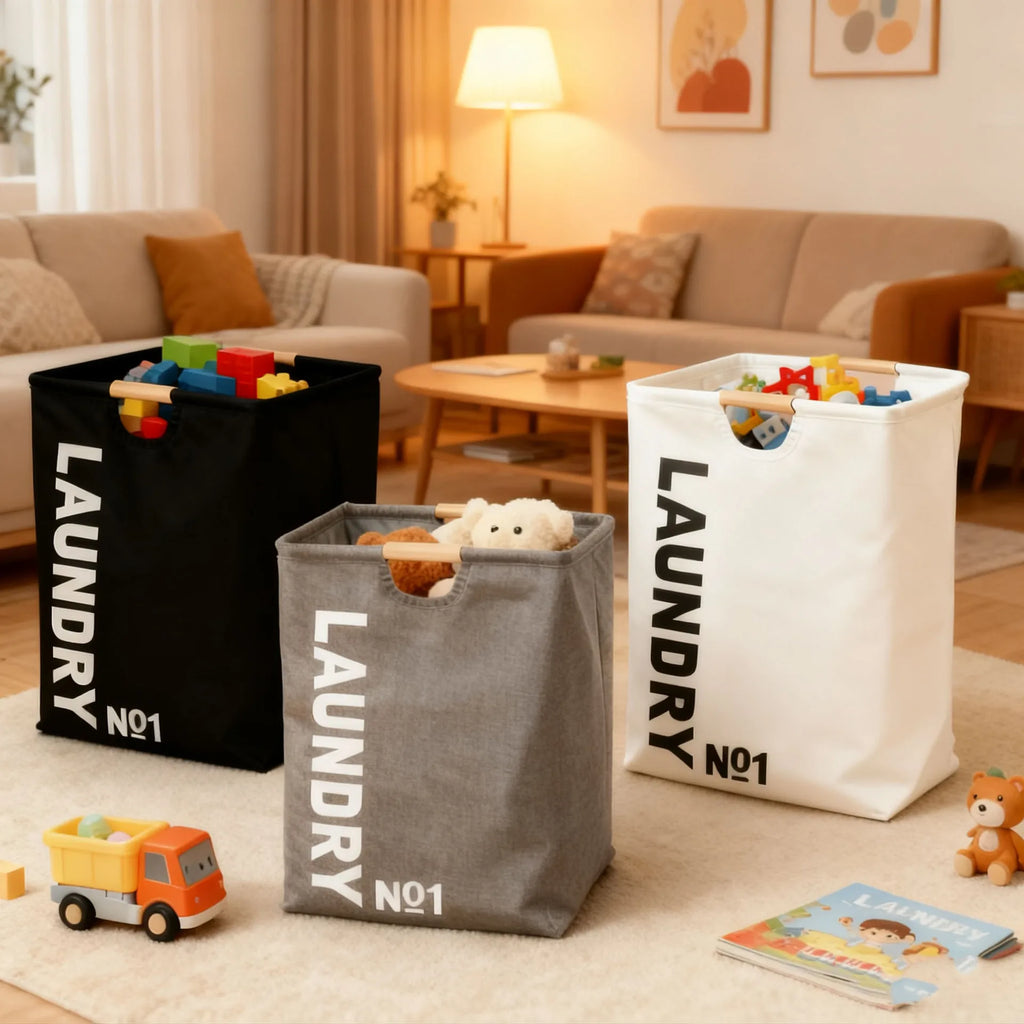 Foldable Fabric Laundry Basket with Handles Large Capacity Waterproof Storage Bin