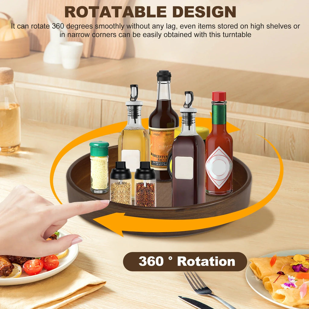 Wood Rotating Container for Cabinet Pantry Kitchen
