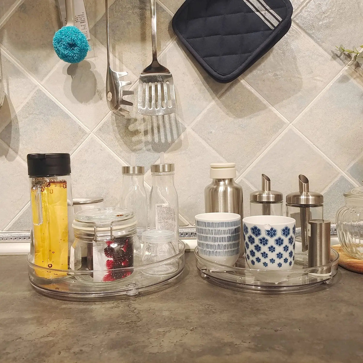 Spice Rack Organizer, 360 Degree Rotating Round Cabinet
