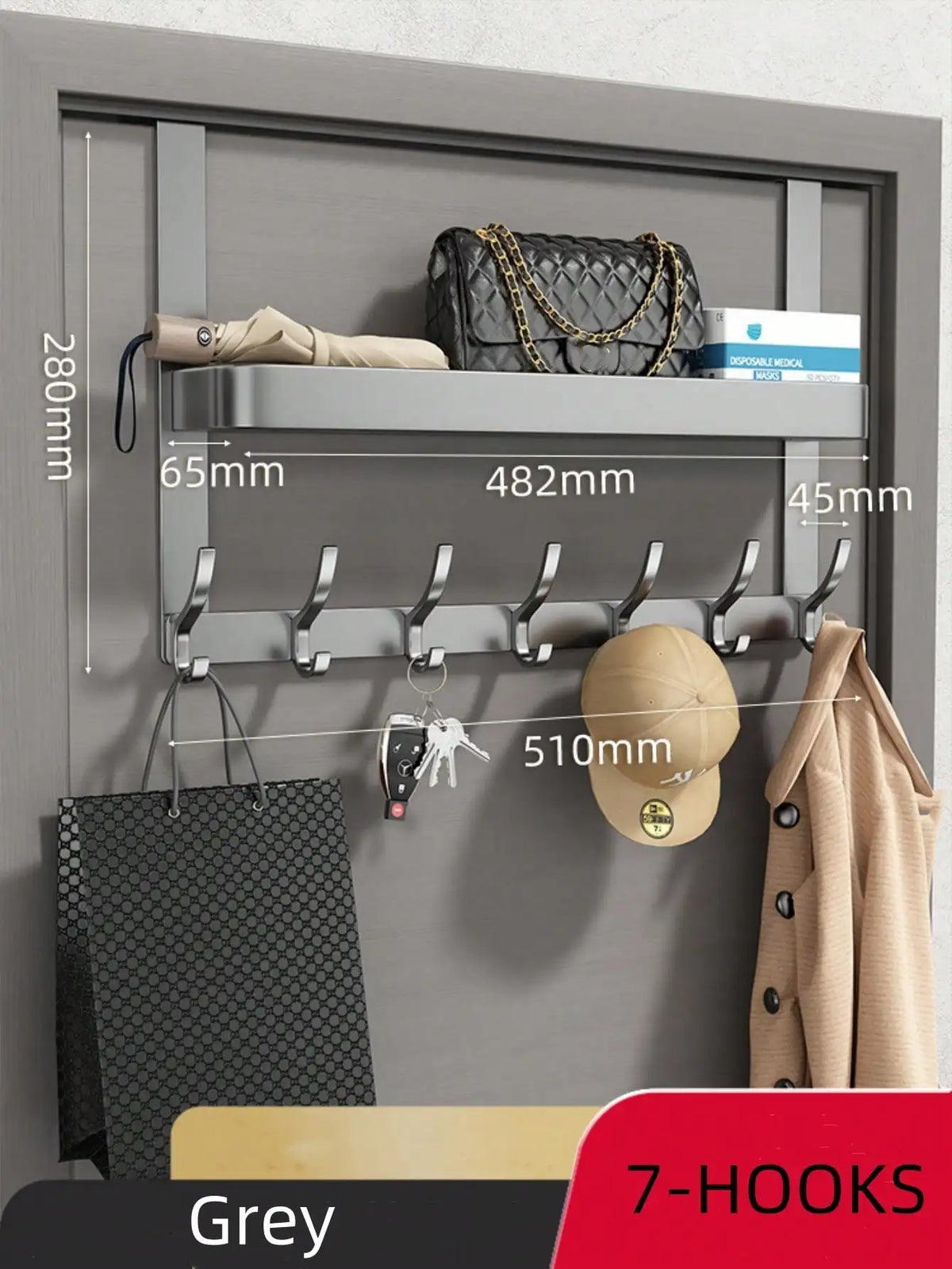 Easy-Install Over-The-Door Storage Rack - Multifunctional Metal Hooks for Bedroom