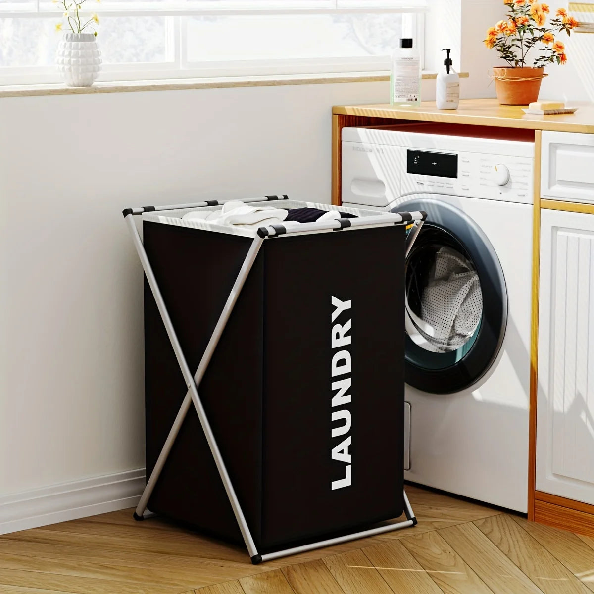 Large Laundry Hamper 3 Sections Divided Laundry Basket