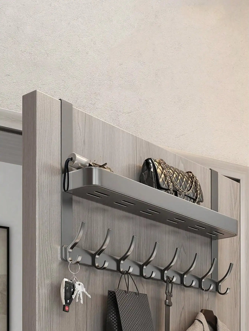 Easy-Install Over-The-Door Storage Rack - Multifunctional Metal Hooks for Bedroom