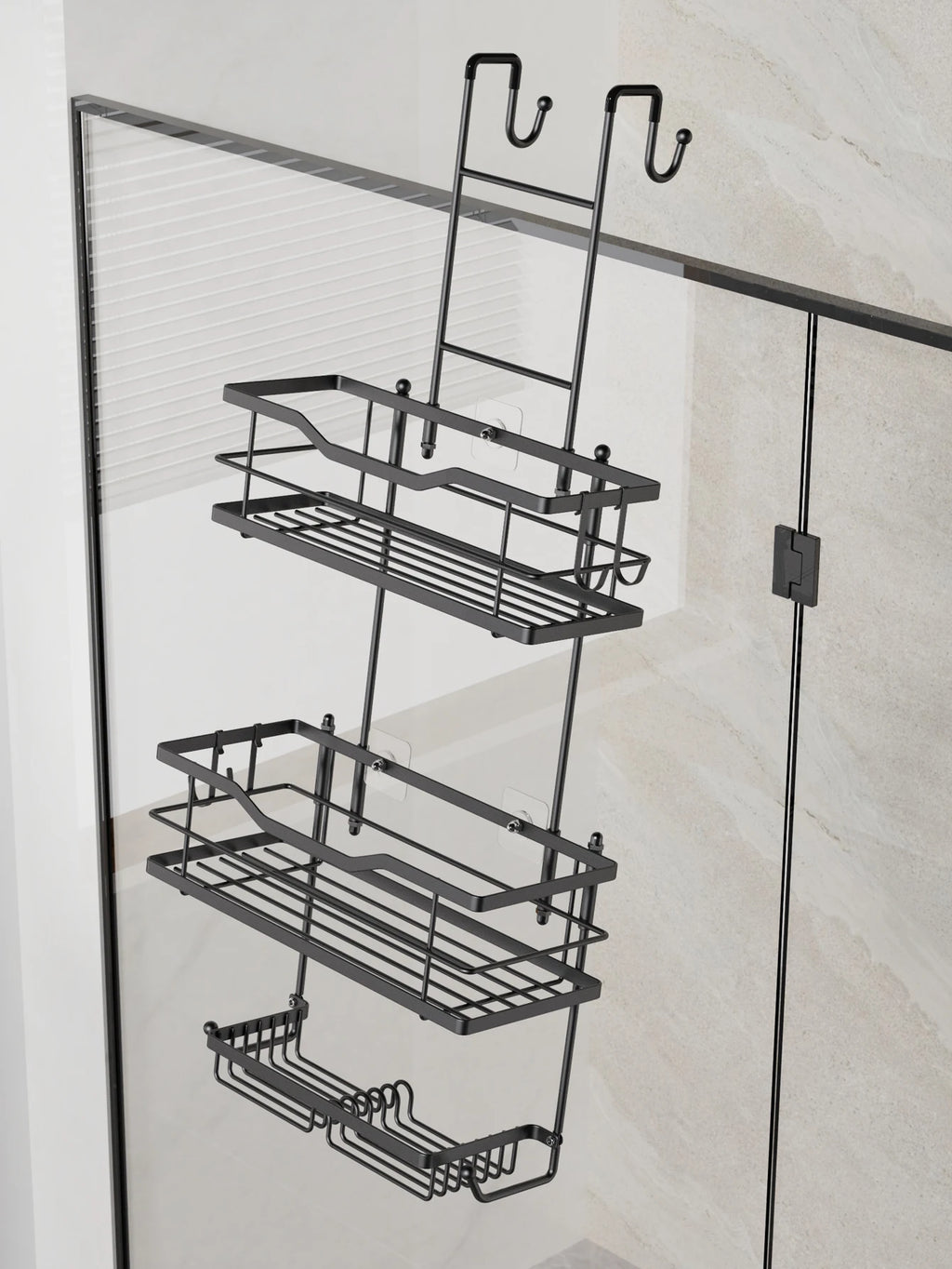 3-tier hanging shower caddy, large capacity hanging shower caddy