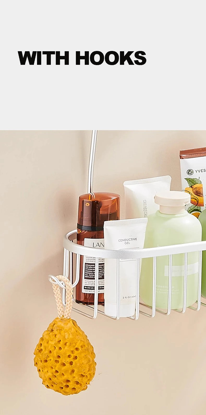 Shower Caddy Hanging Organizer Shower Basket with Hooks
