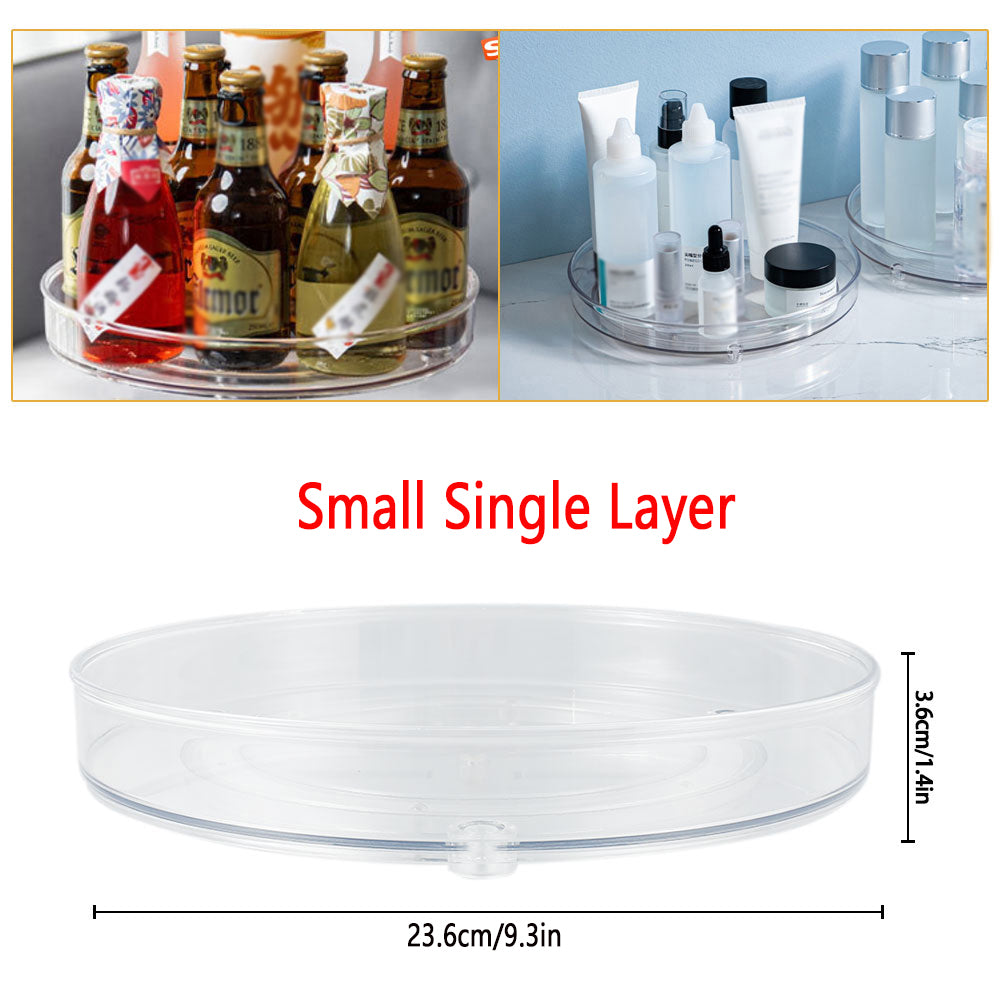 Turntable Organizer Multifunction Clear Rotating Storage Trays Plastic Kitchen Turntable Spice Rack Cosmetic Makeup Organizer