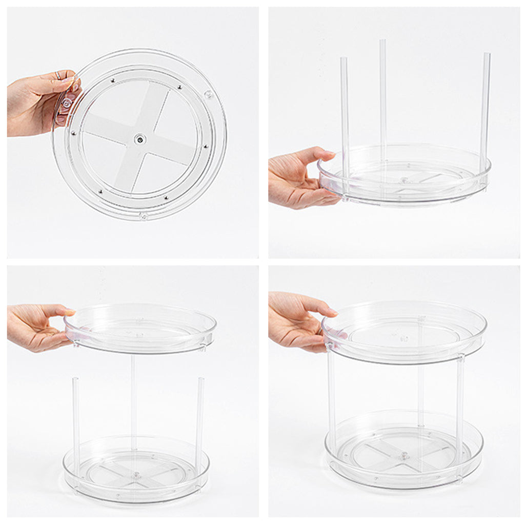 Turntable Organizer Multifunction Clear Rotating Storage Trays Plastic Kitchen Turntable Spice Rack Cosmetic Makeup Organizer