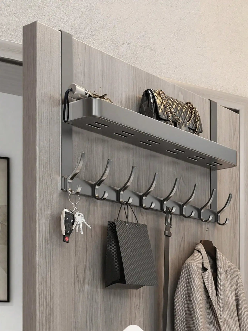 Easy-Install Over-The-Door Storage Rack - Multifunctional Metal Hooks for Bedroom