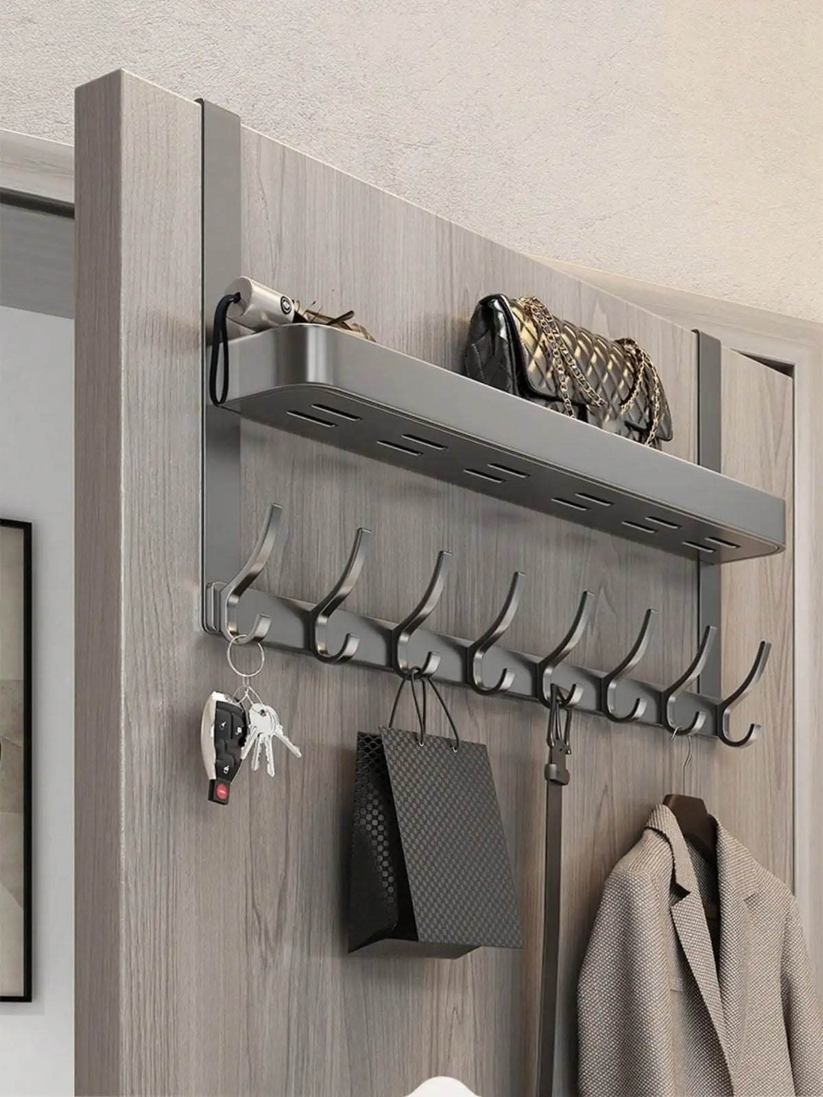 Easy-Install Over-The-Door Storage Rack - Multifunctional Metal Hooks for Bedroom