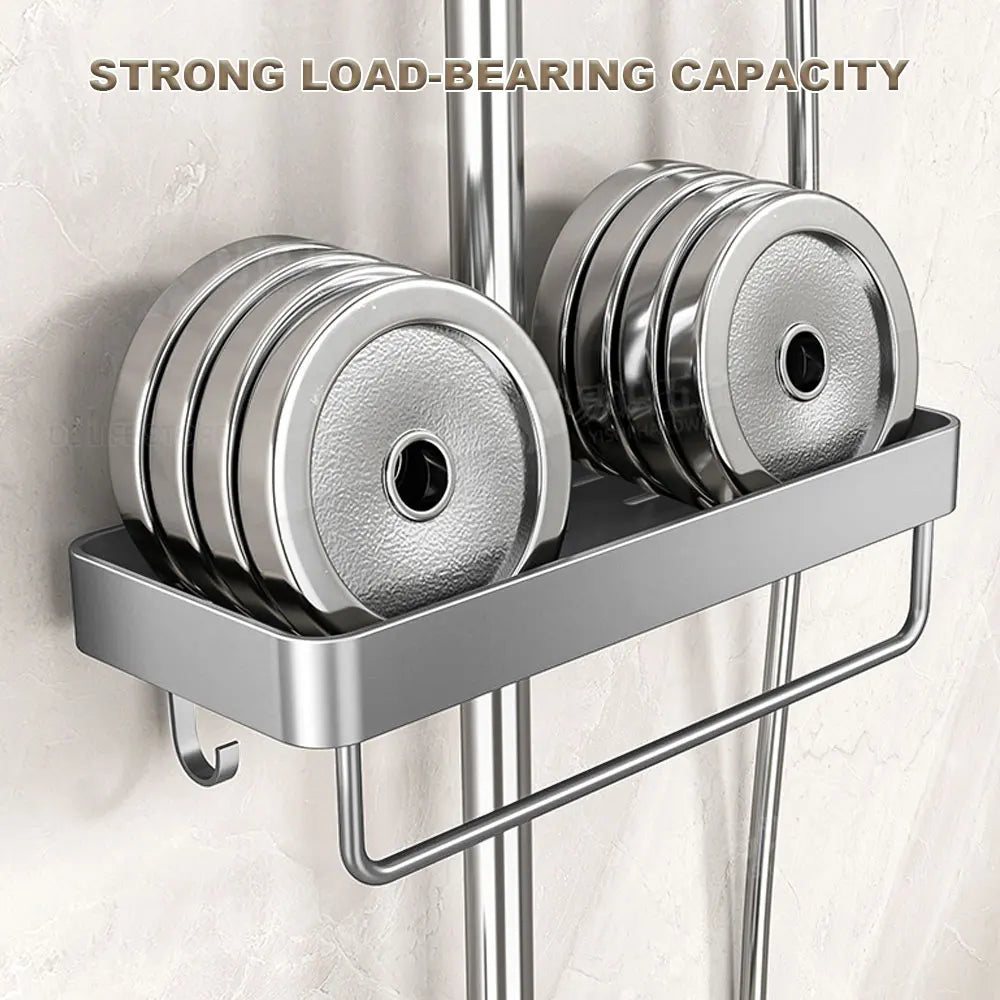 1/2PCS Punch-Free Shower Caddy With Towel Rod Bathroom Shelf