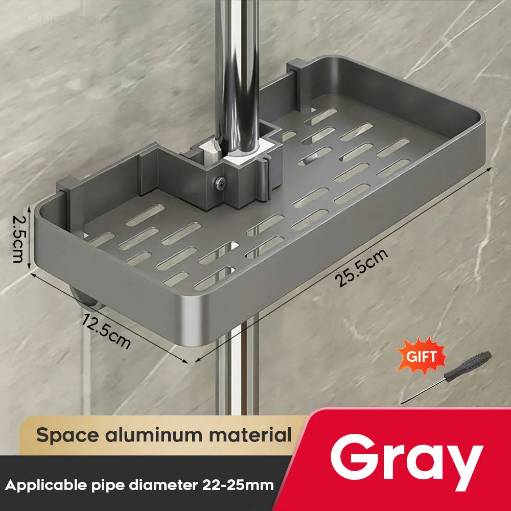 1/2PCS Punch-Free Shower Caddy With Towel Rod Bathroom Shelf