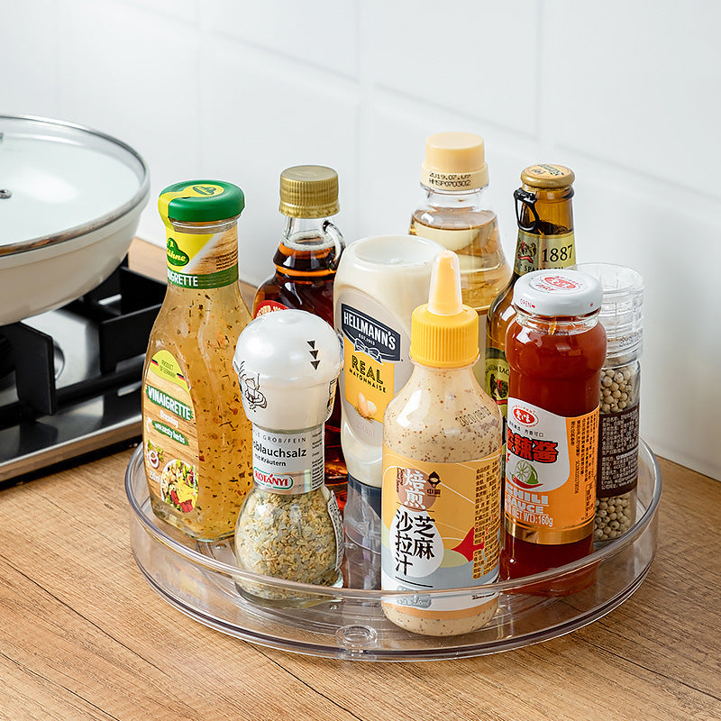 Turntable Organizer Multifunction Clear Rotating Storage Trays Plastic Kitchen Turntable Spice Rack Cosmetic Makeup Organizer